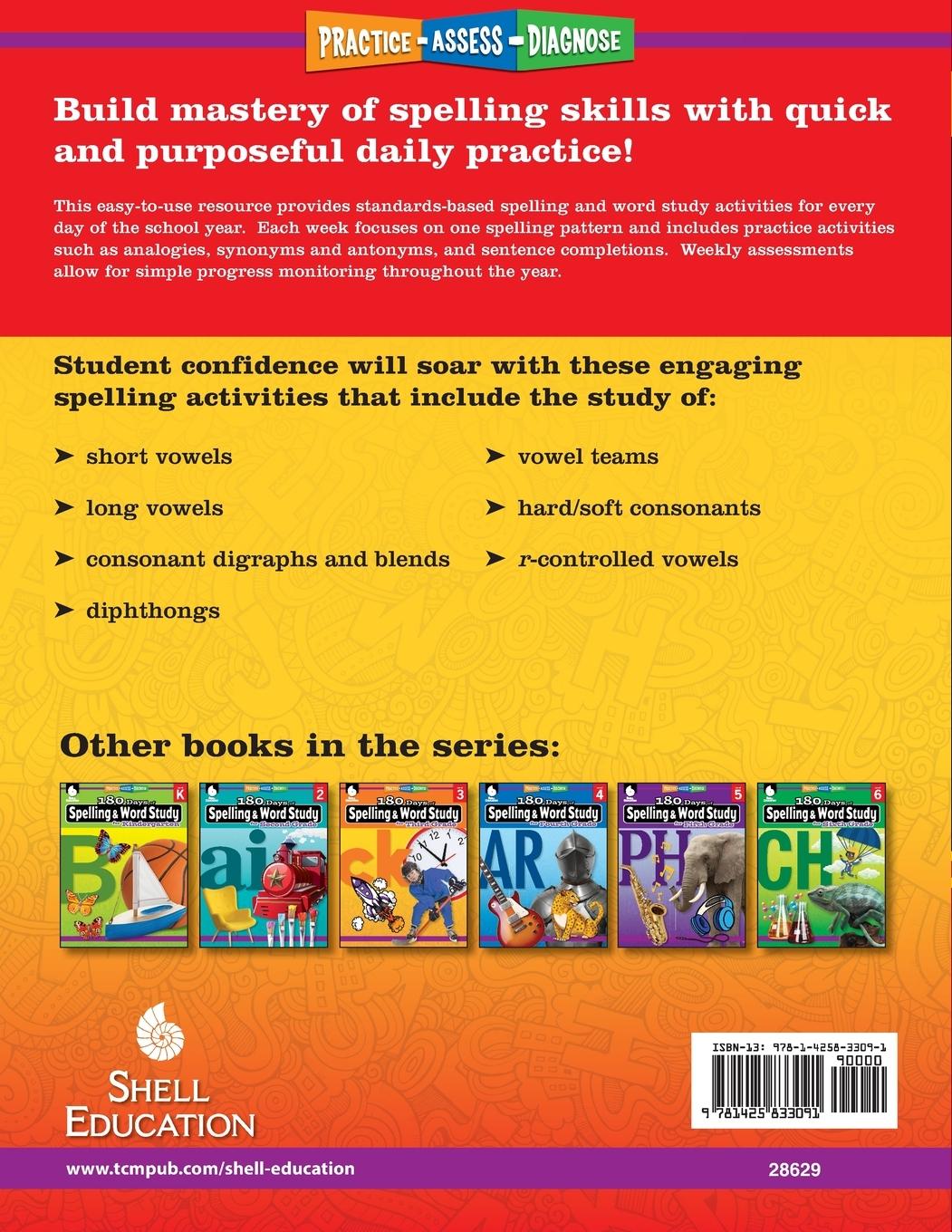 Rückseitencover 180 Days of Spelling and Word Study for First Grade