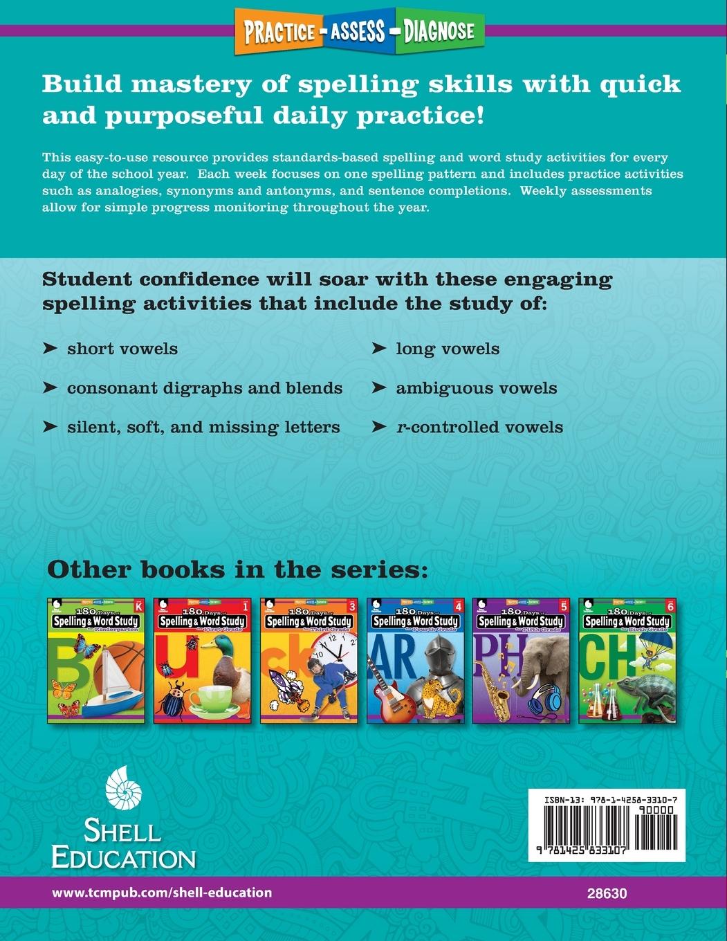 Rückseitencover 180 Days of Spelling and Word Study for Second Grade