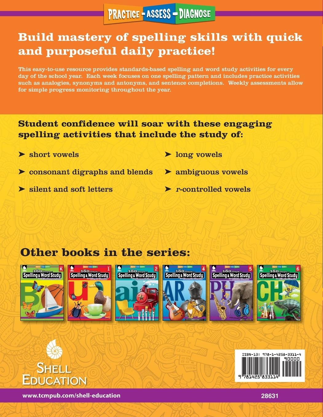 Rückseitencover 180 Days of Spelling and Word Study for Third Grade