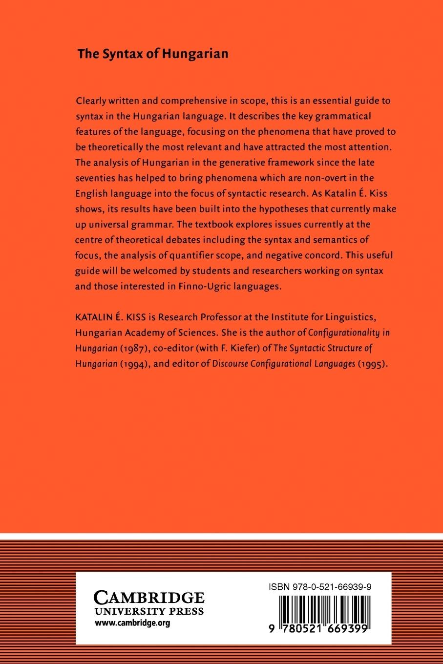 Rückseitencover The Syntax of Hungarian