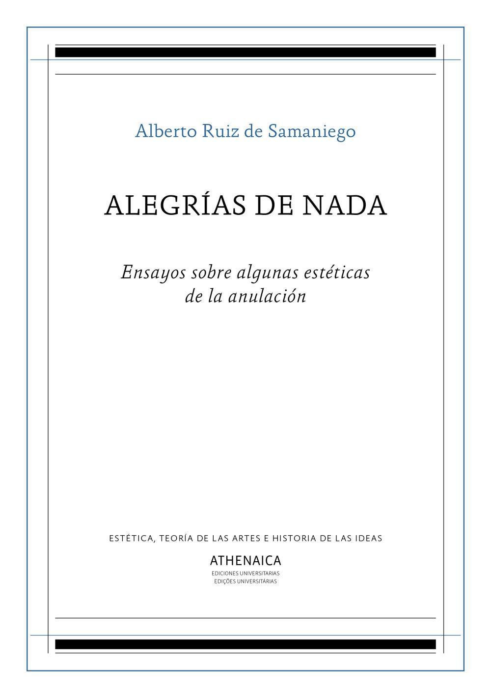 Vorderes Coverbild Alegría de nada : ensayos sobre algunas estéticas de la anulación