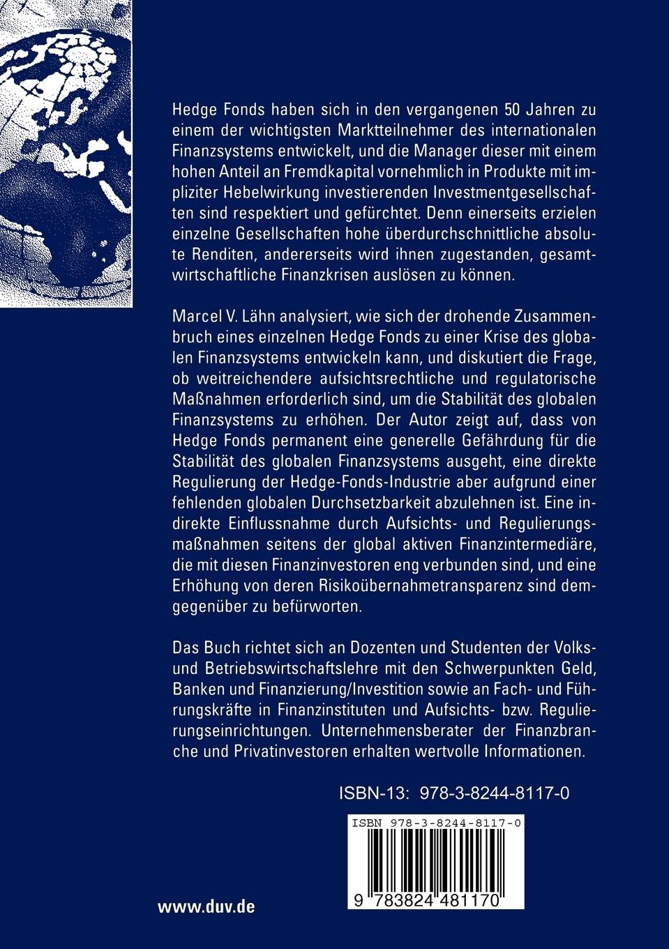 Rückseitencover Hedge Fonds, Banken und Finanzkrisen