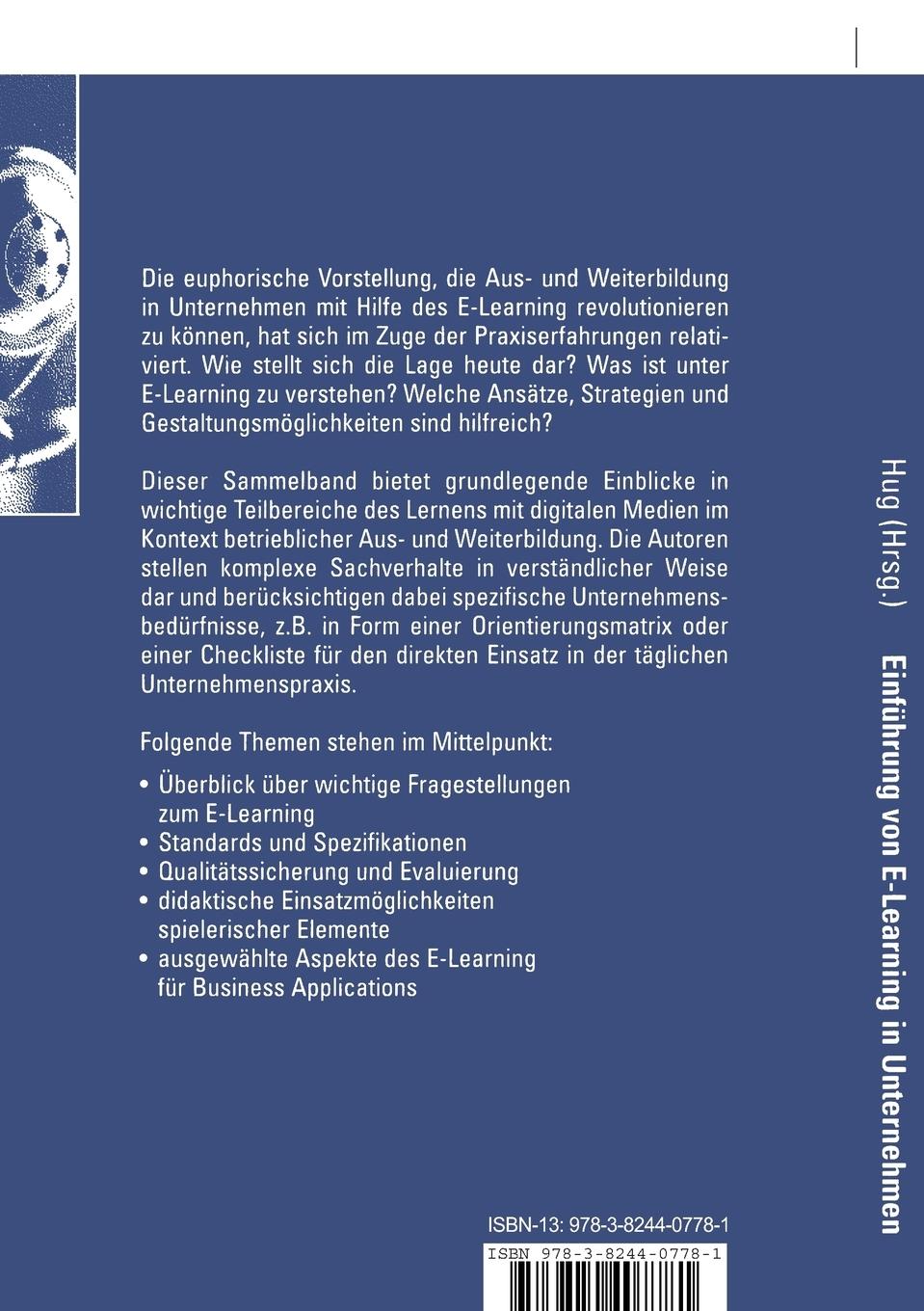 Rückseitencover Bausteine zur Einführung von E-Learning in Unternehmen