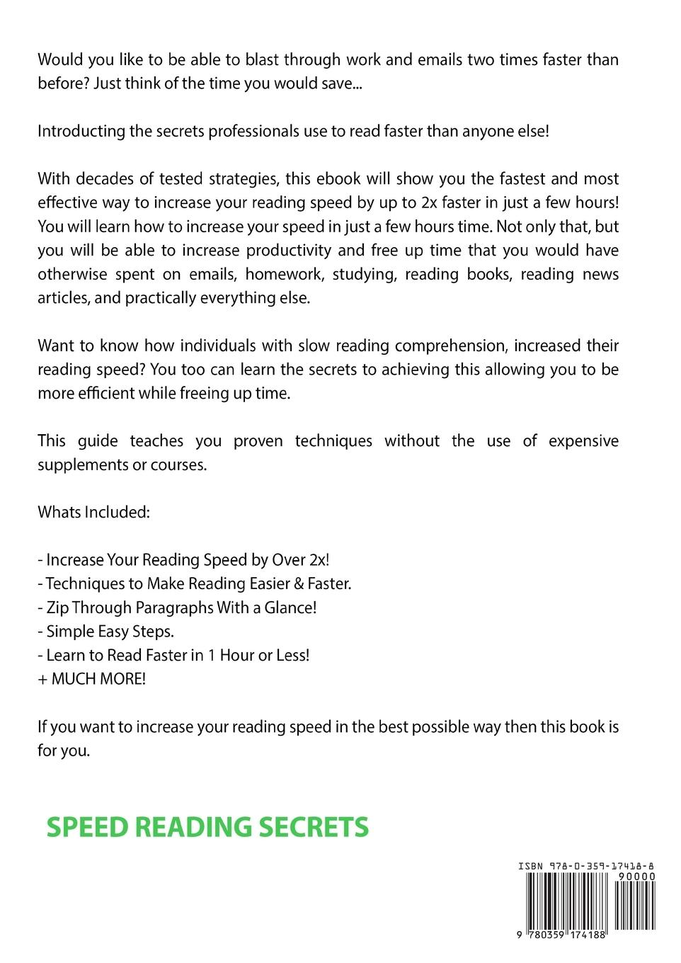 Rückseitencover Speed Reading Techniques