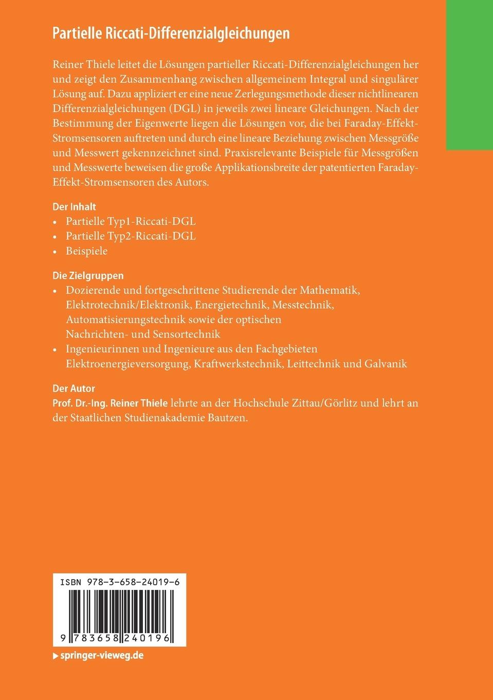 Rückseitencover Partielle Riccati-Differenzialgleichungen