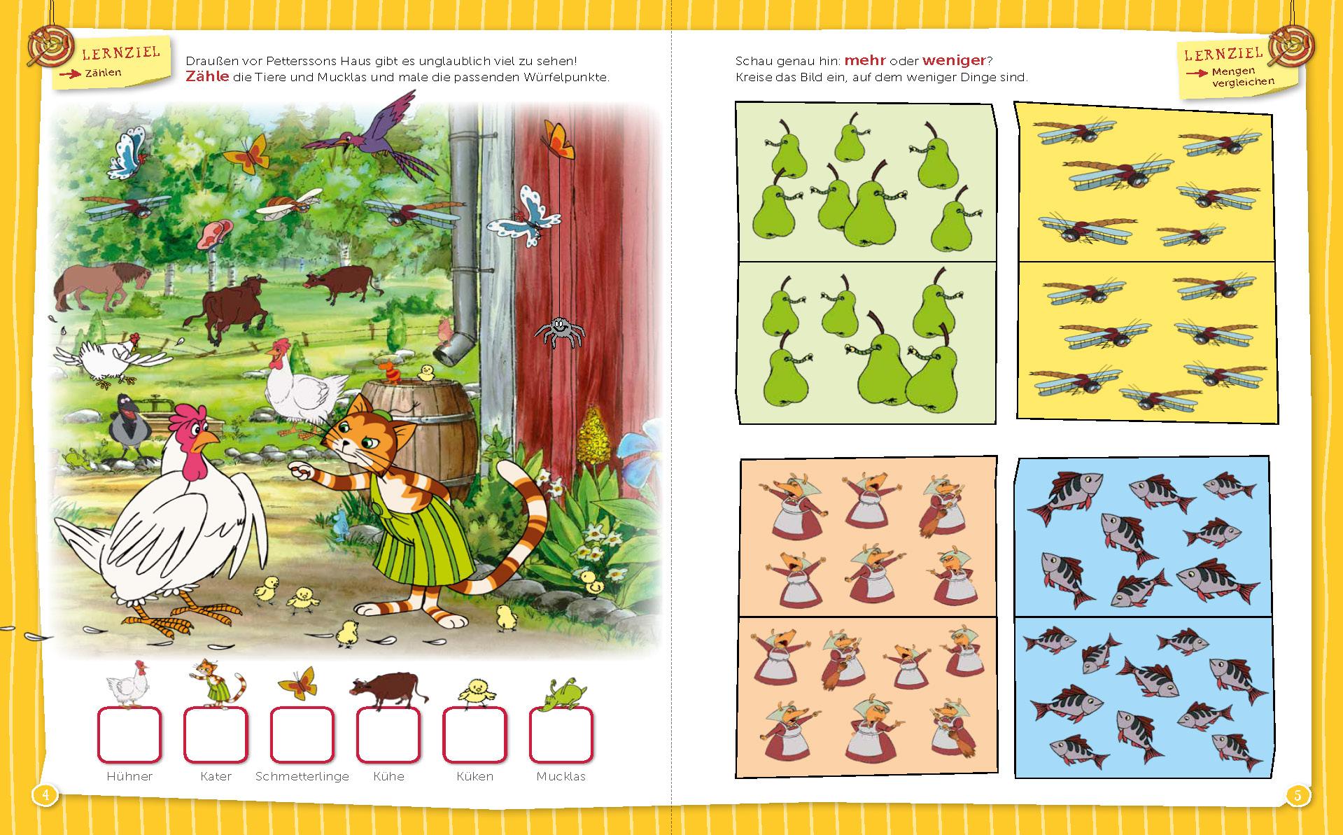 Beispielinhalt (Bild) Pettersson und Findus: Mein Übungsheft für die Vorschule