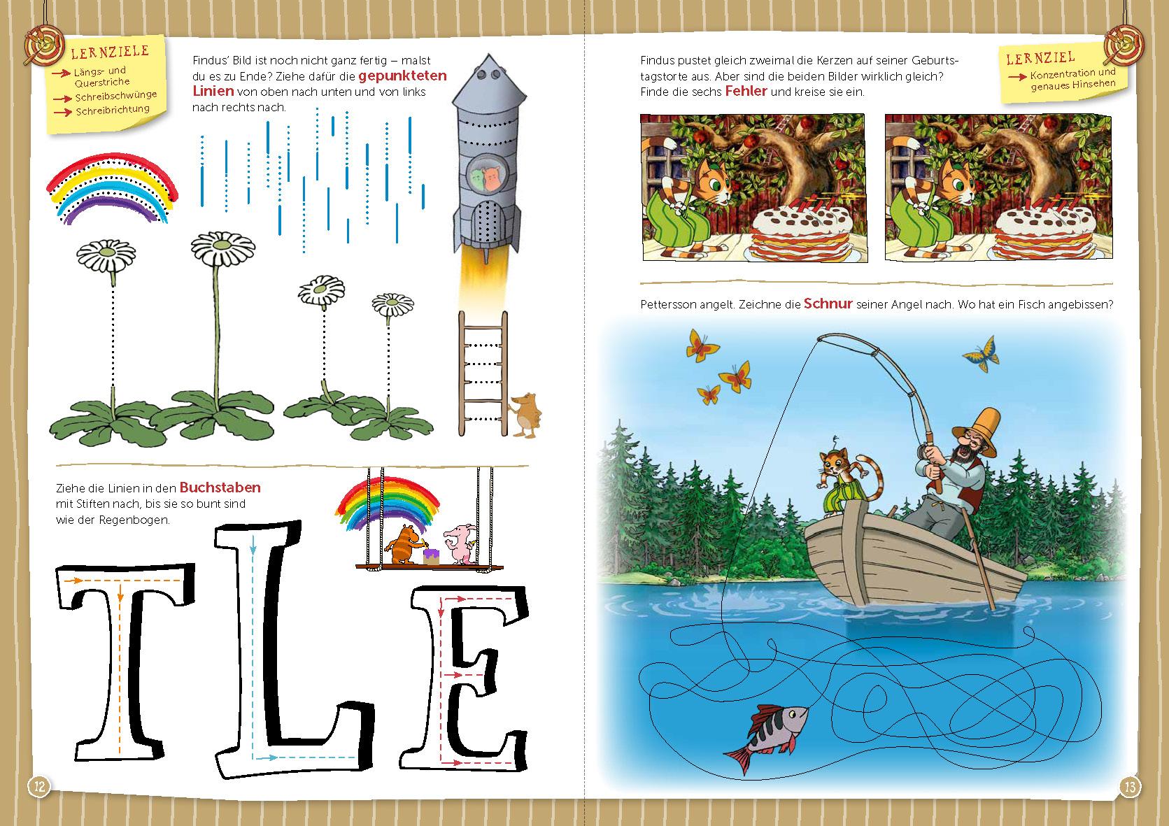 Beispielinhalt (Bild) Pettersson und Findus: Mein Übungsheft für die Vorschule