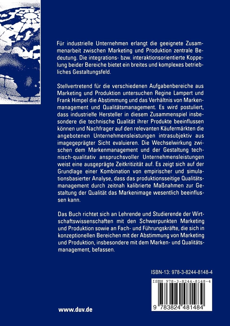 Rückseitencover Markenmanagement und Qualitätsmanagement