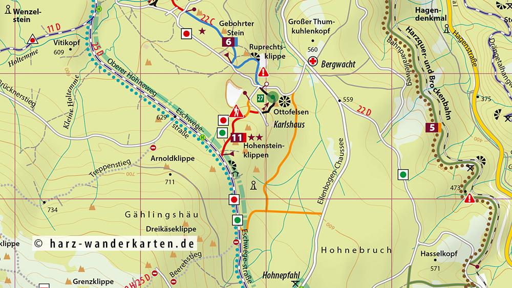 Beispielinhalt (Bild) MTB Trail-Karte Harz: Wernigerode - Ilsenburg - Schierke - Brocken