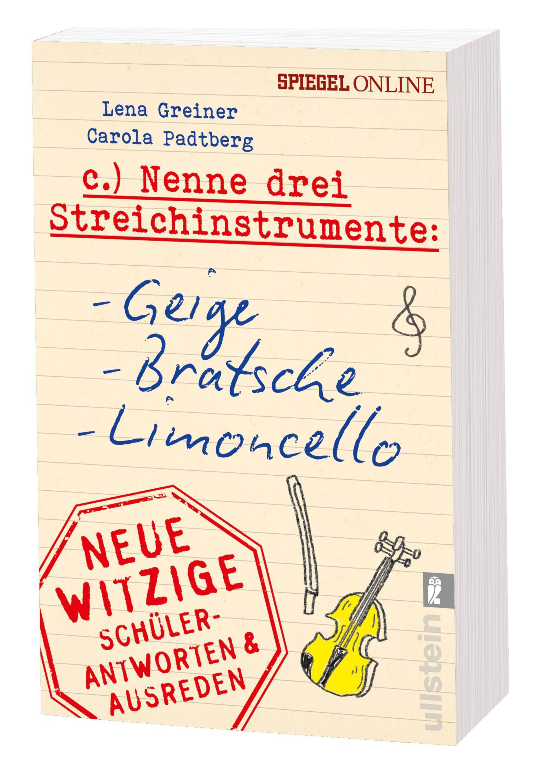 Beispielinhalt (Bild) Nenne drei Streichinstrumente: Geige, Bratsche, Limoncello