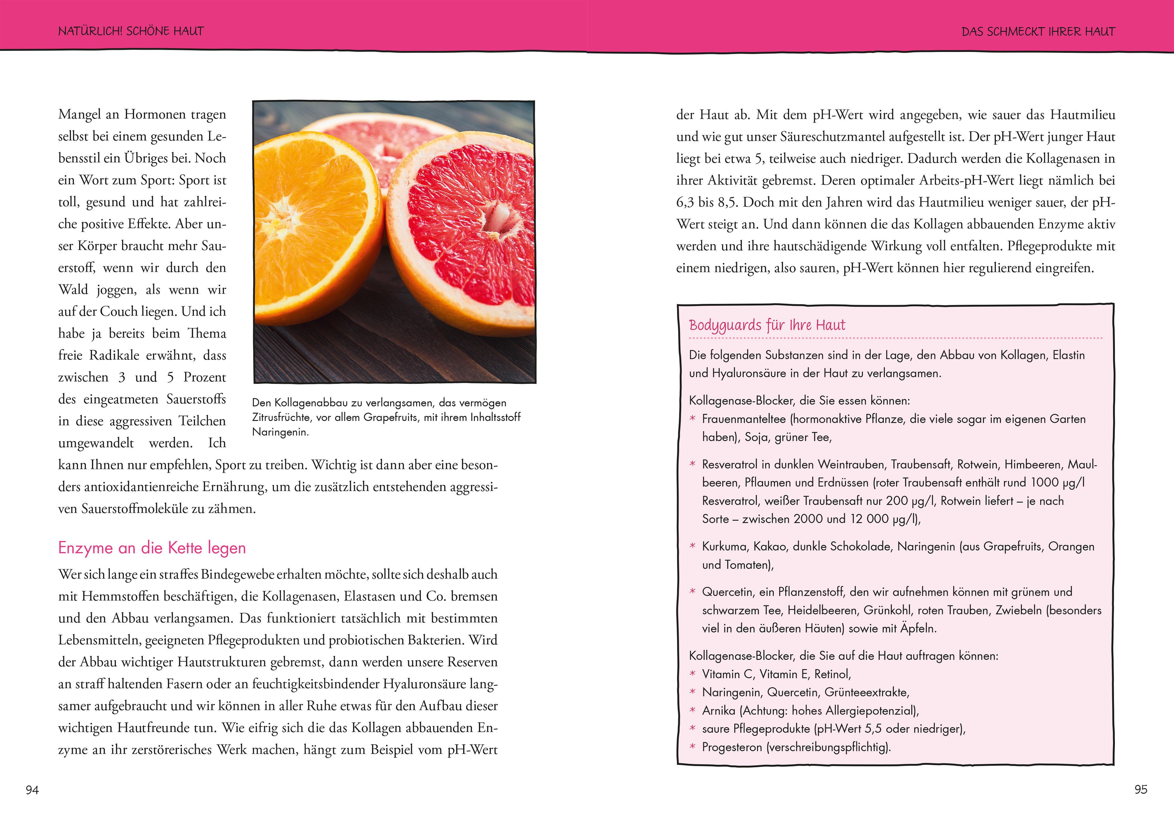 Beispielinhalt (Bild) Natürlich! Schöne Haut - Strahlend-gesund mit der richtigen Ernährung, Kosmetik und Lebensweise. Tipps für jeden Hauttyp