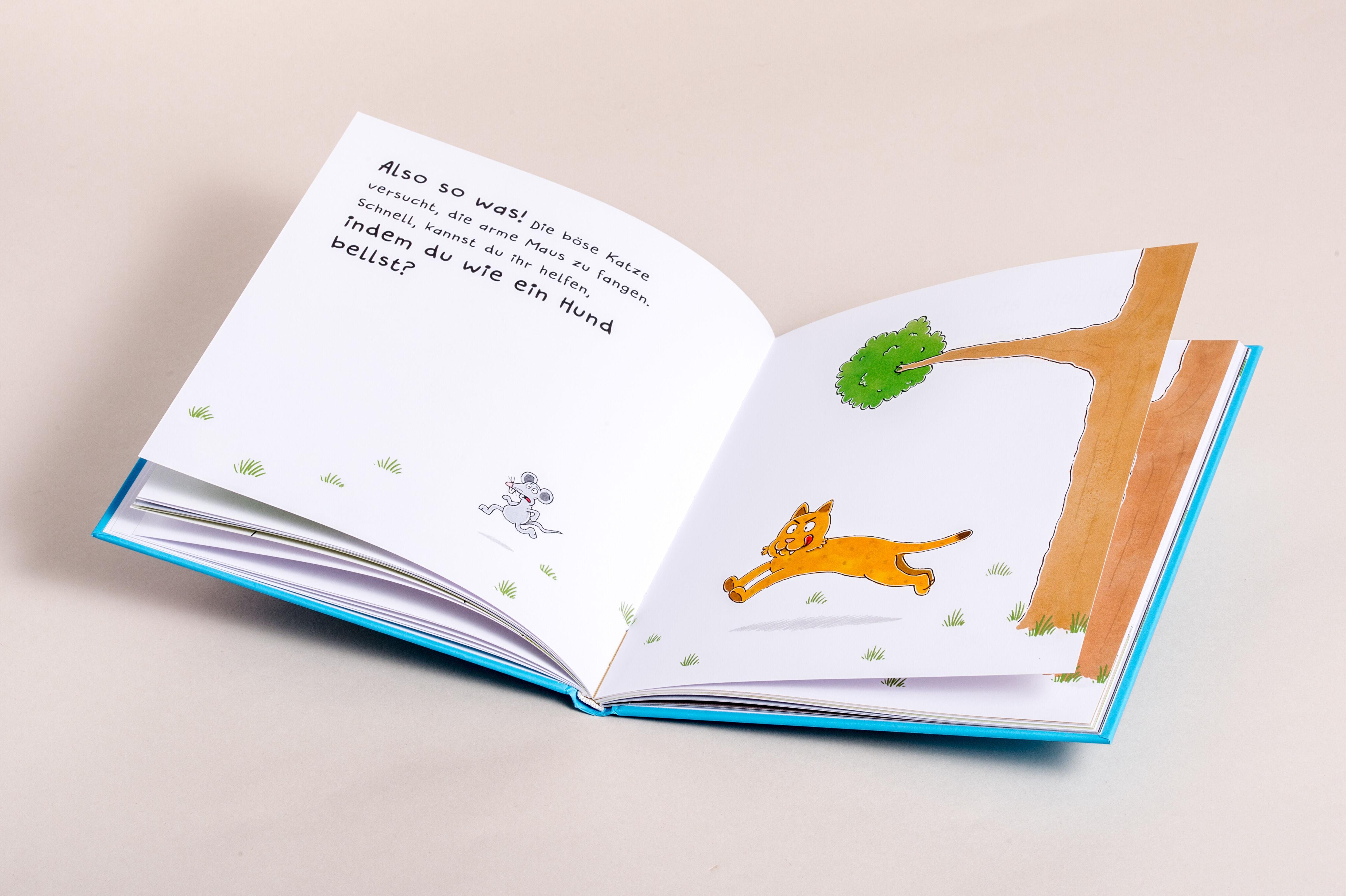 Beispielinhalt (Bild) Schaukel das Schaf - Ein Mitmachbuch zum Schütteln, Schaukeln, Pusten, Klopfen und sehen, was dann passiert. Von 2 bis 4 Jahren