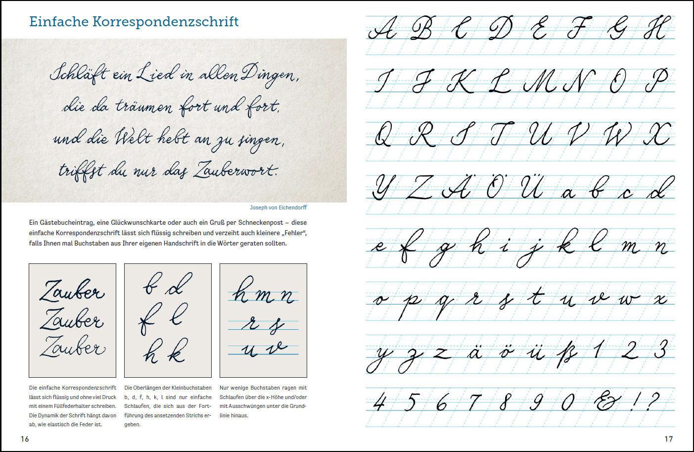 Beispielinhalt (Bild) Kalligrafie und Lettering. Schön schreiben mit Feder, Stift und Pinsel