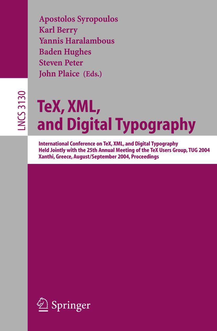 Vorderes Coverbild TeX, XML, and Digital Typography