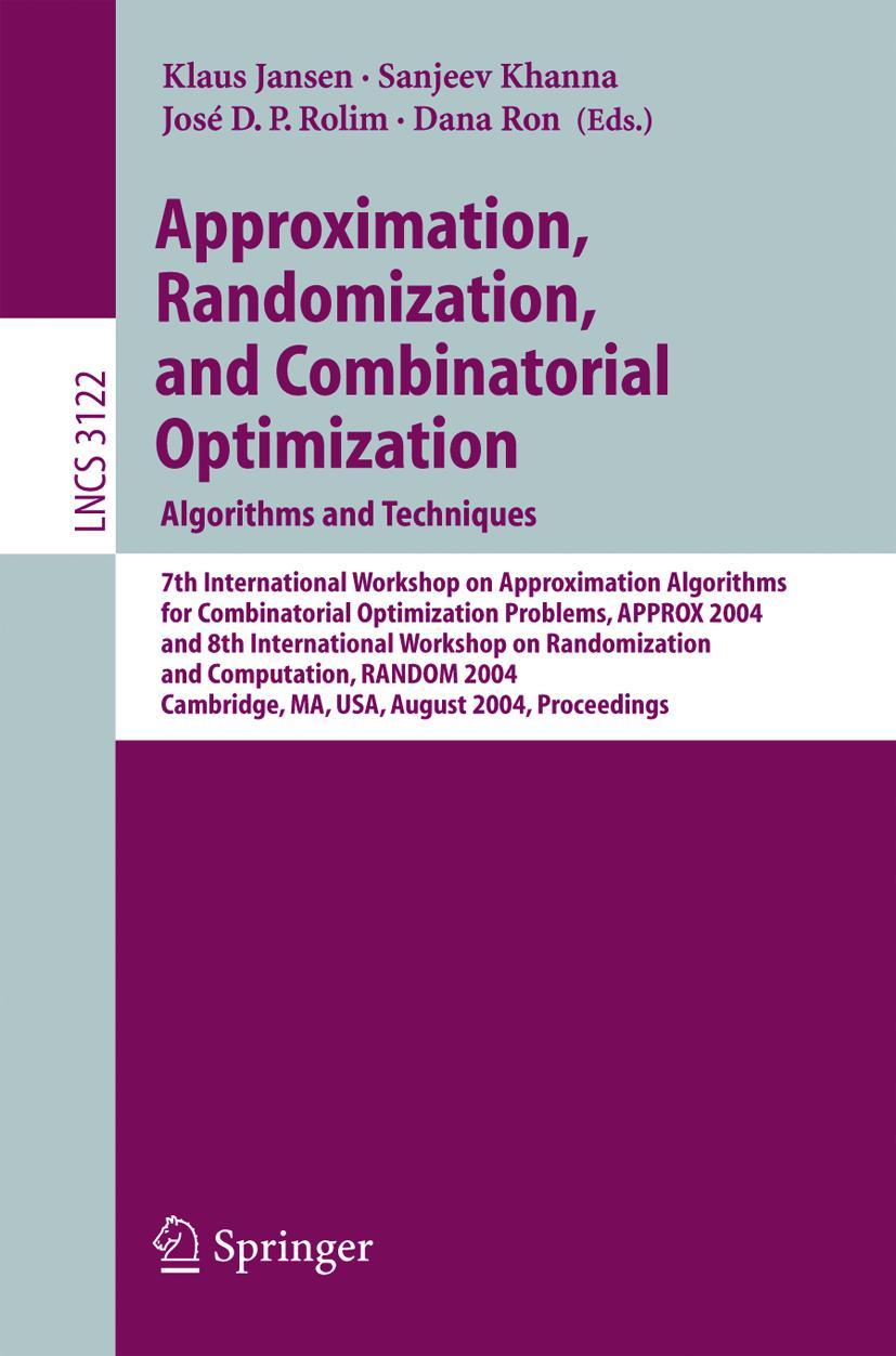 Vorderes Coverbild Approximation, Randomization and Combinatorial Optimization. Algorithms and Techniques