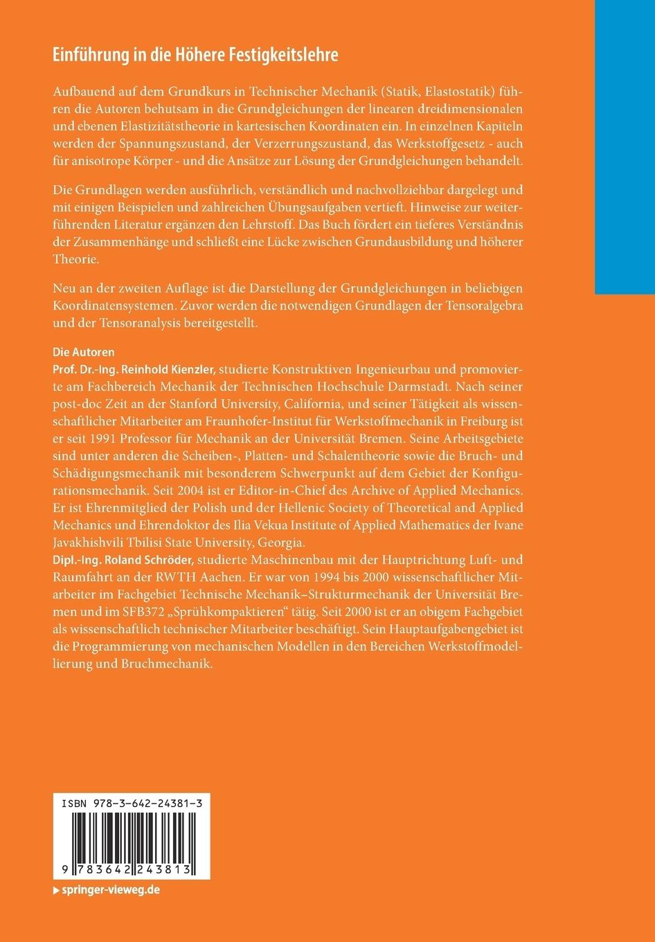 Rückseitencover Einführung in die Höhere Festigkeitslehre