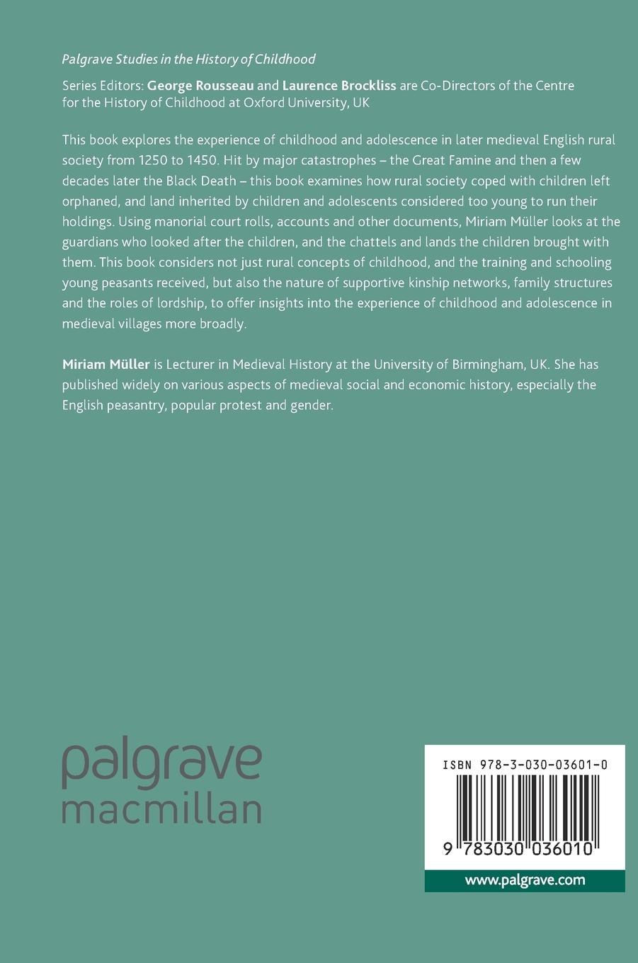 Rückseitencover Childhood, Orphans and Underage Heirs in Medieval Rural England