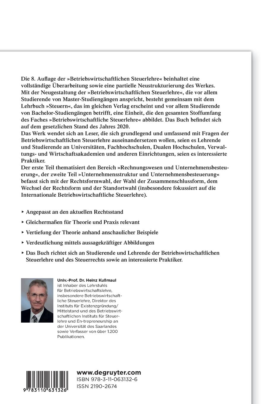 Rückseitencover Betriebswirtschaftliche Steuerlehre