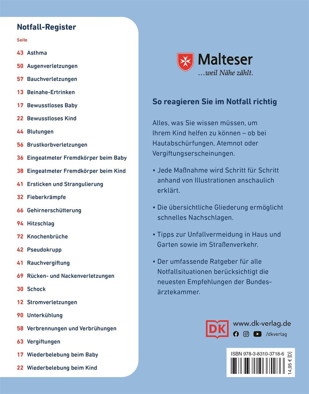 Rückseitencover Erste Hilfe für Babys und Kinder