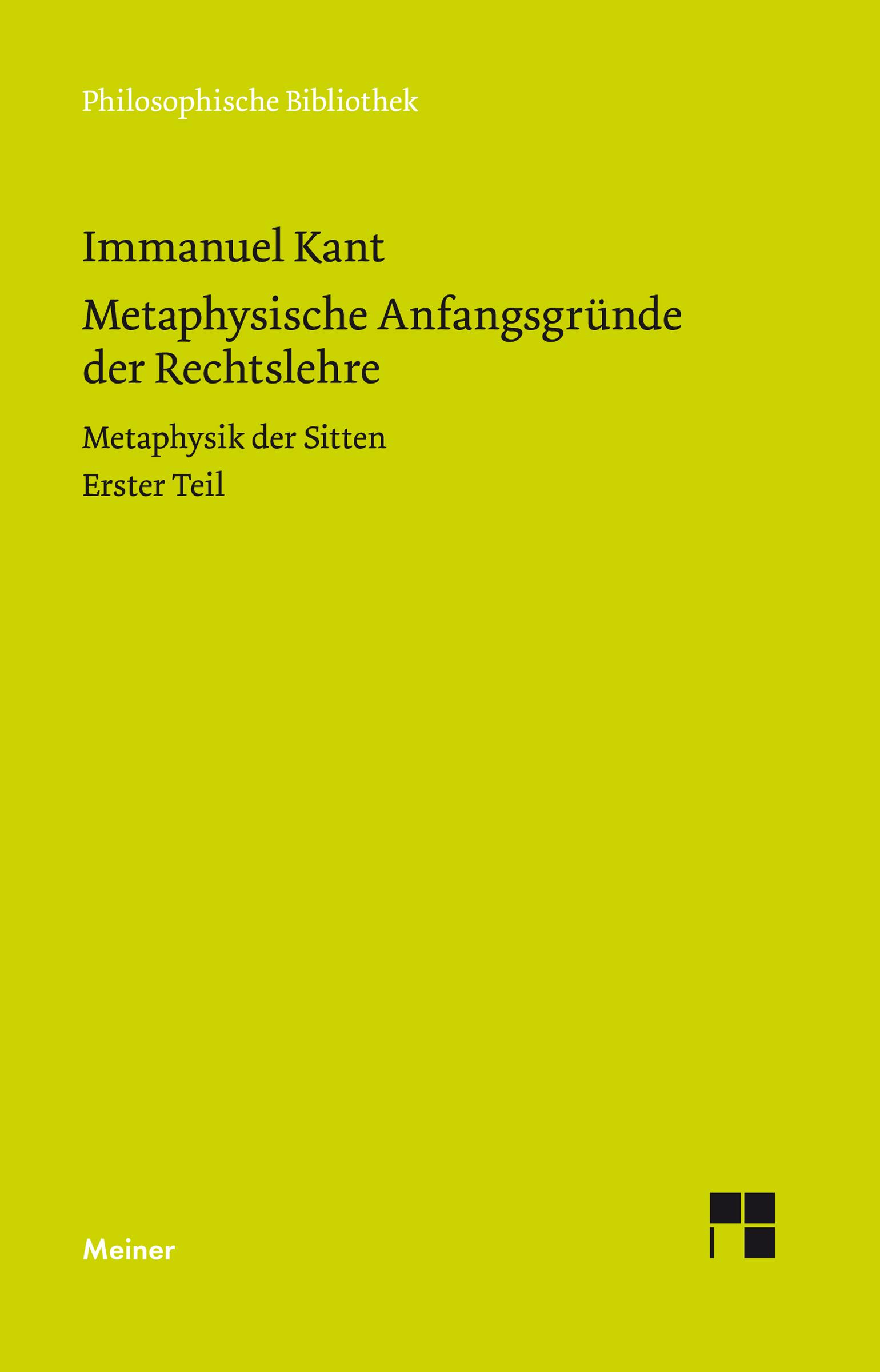 Vorderes Coverbild Metaphysische Anfangsgründe der Rechtslehre