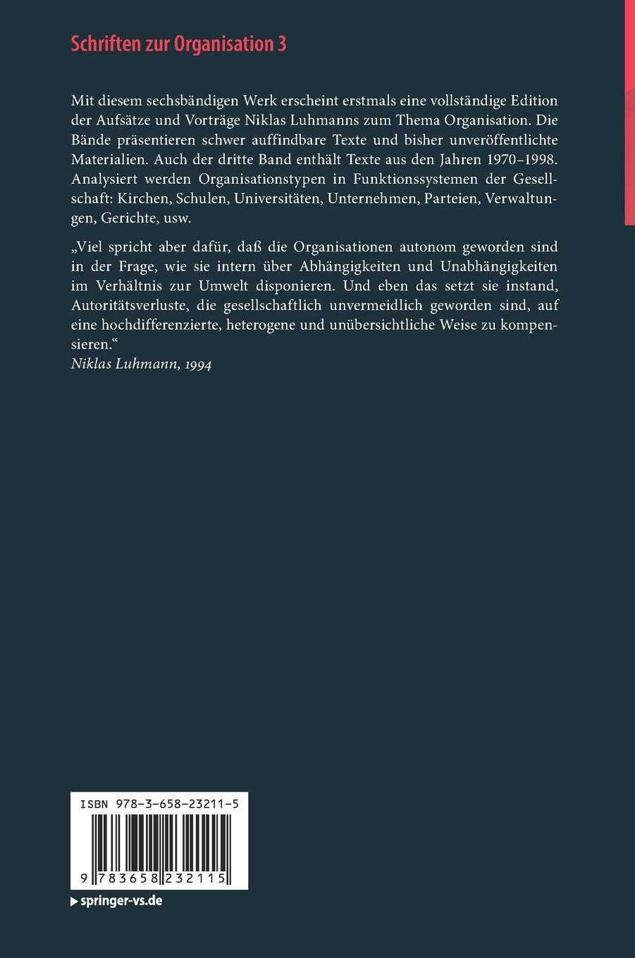Rückseitencover Schriften zur Organisation 3