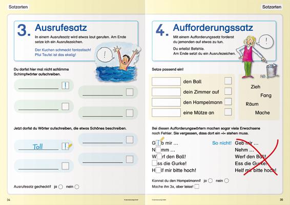 Beispielinhalt (Bild) Mein Grammatikheft 1/2 für die 1. und 2. Klasse