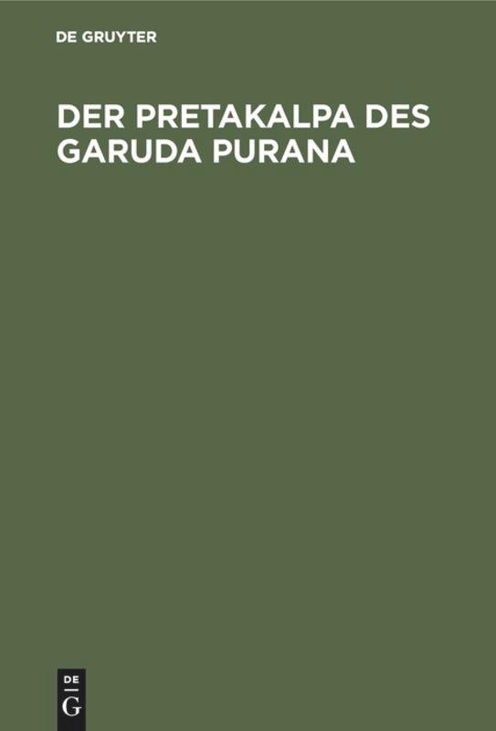 Vorderes Coverbild Der Pretakalpa des Garuda Purana