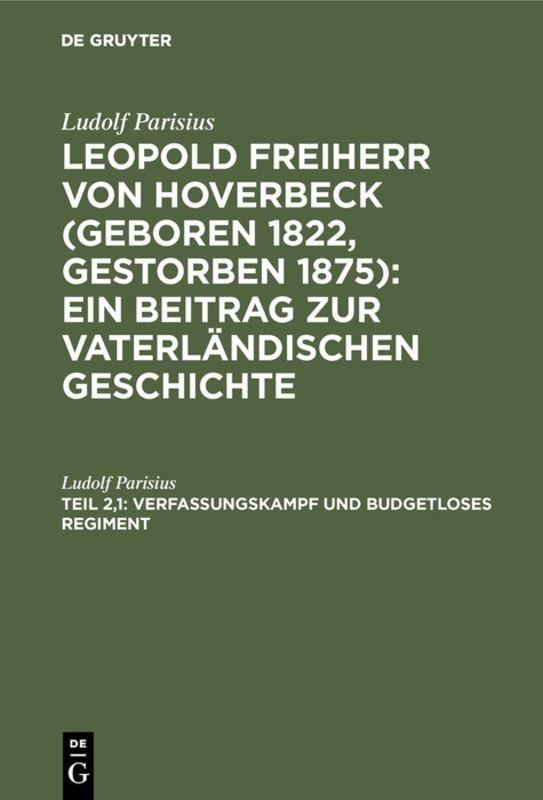 Vorderes Coverbild Verfassungskampf und budgetloses Regiment