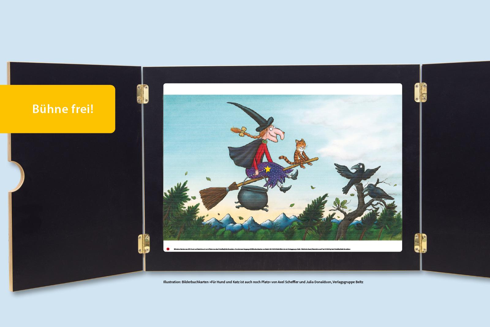 Beispielinhalt (Bild) Bilderbuchkarten »Für Hund und Katz ist auch noch Platz« von Axel Scheffler und Julia Donaldson