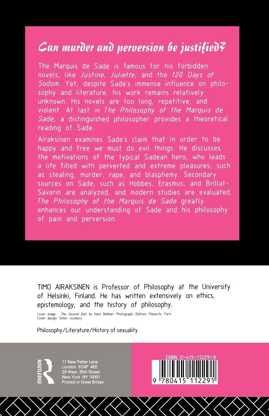 Rückseitencover The Philosophy of the Marquis de Sade