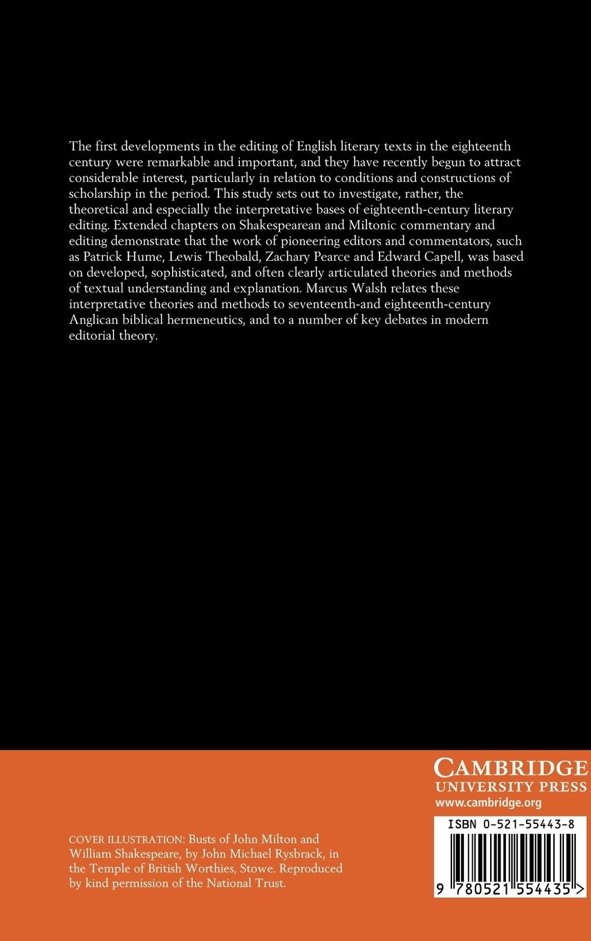 Rückseitencover Shakespeare, Milton and Eighteenth-Century Literary Editing