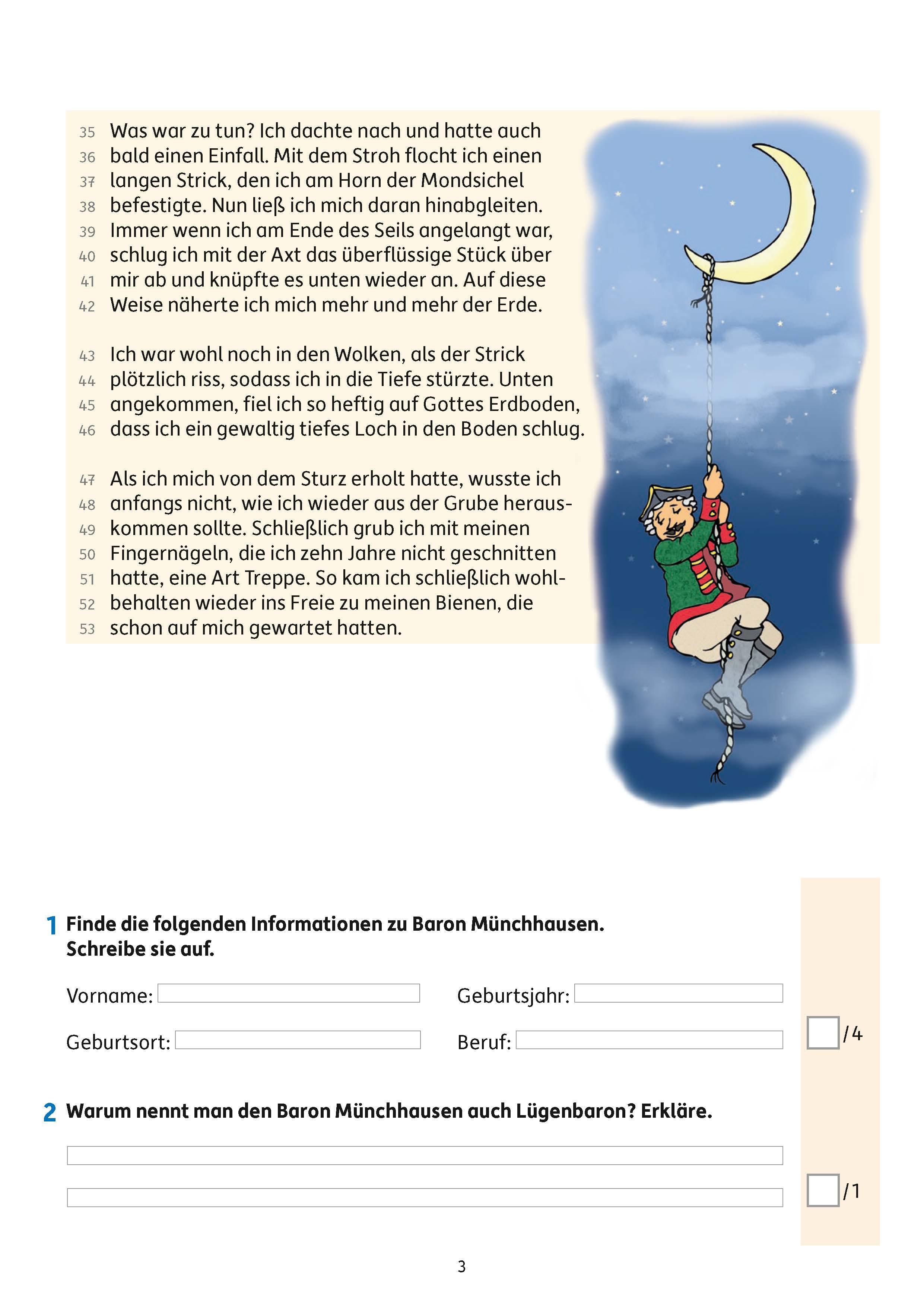 Beispielinhalt (Bild) Lesetests in Deutsch - Lernzielkontrollen 3. Klasse, A4- Heft