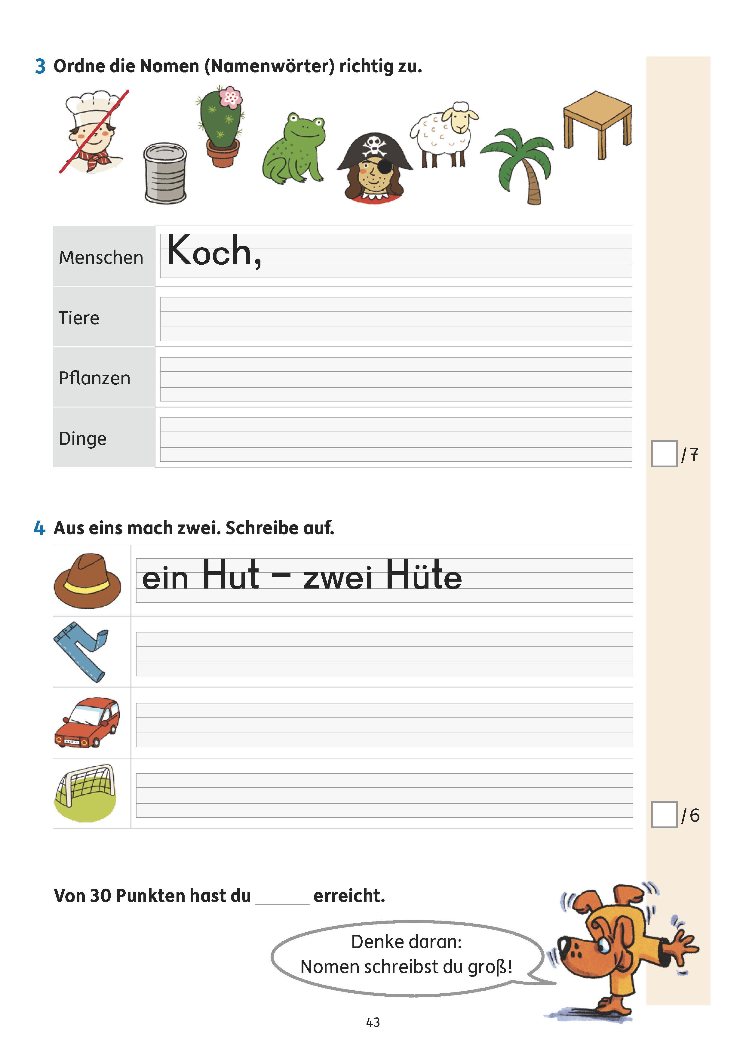Beispielinhalt (Bild) Übungsheft mit Tests in Deutsch 1. Klasse
