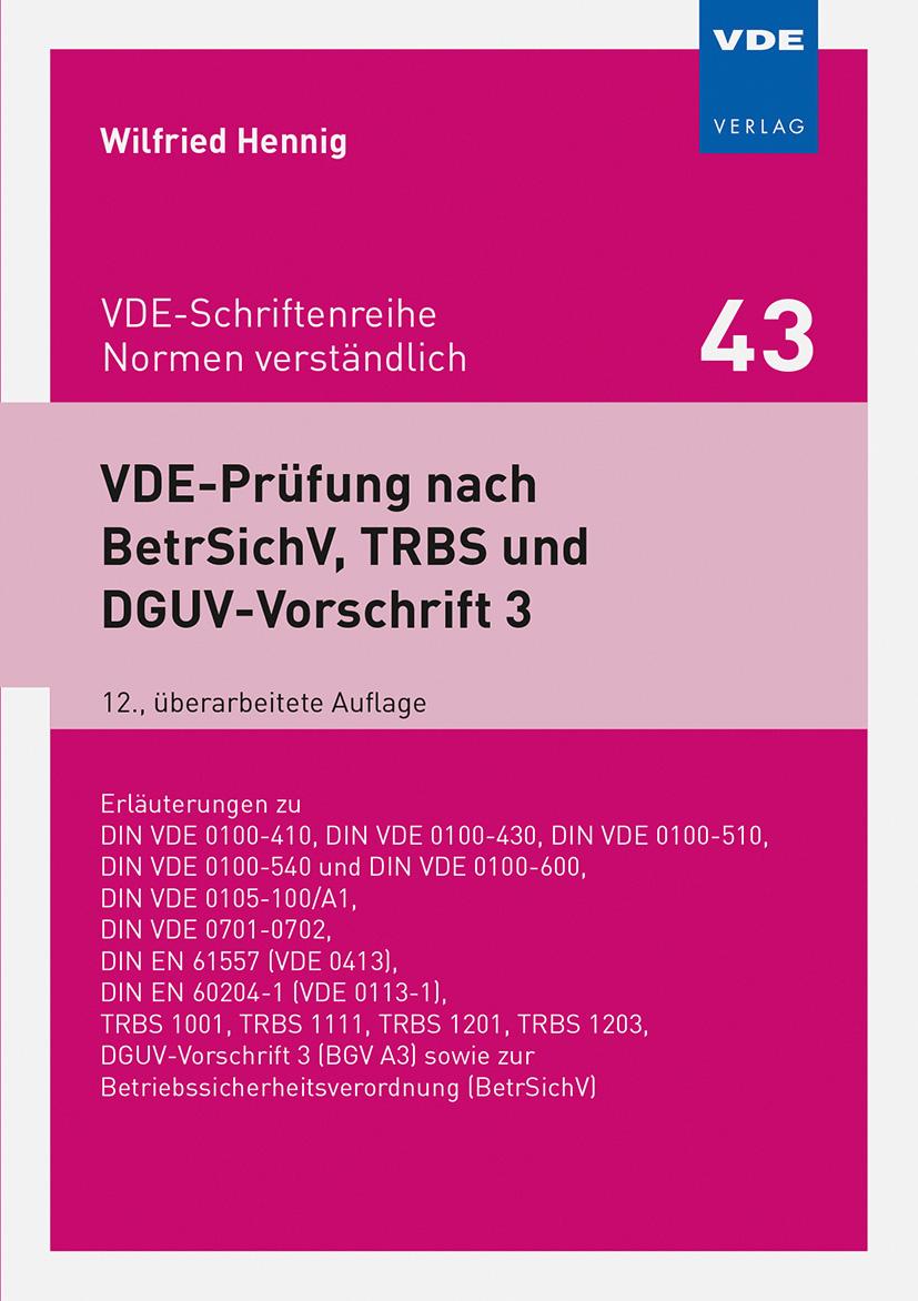 Beispielinhalt (Bild) VDE-Prüfung nach BetrSichV, TRBS und DGUV-Vorschrift 3