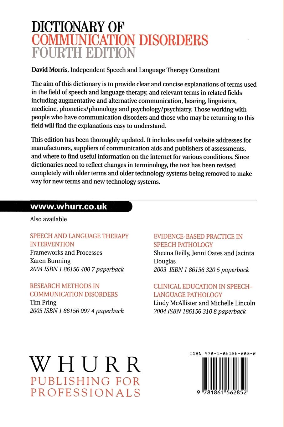 Rückseitencover Dictionary of Communication Disorders