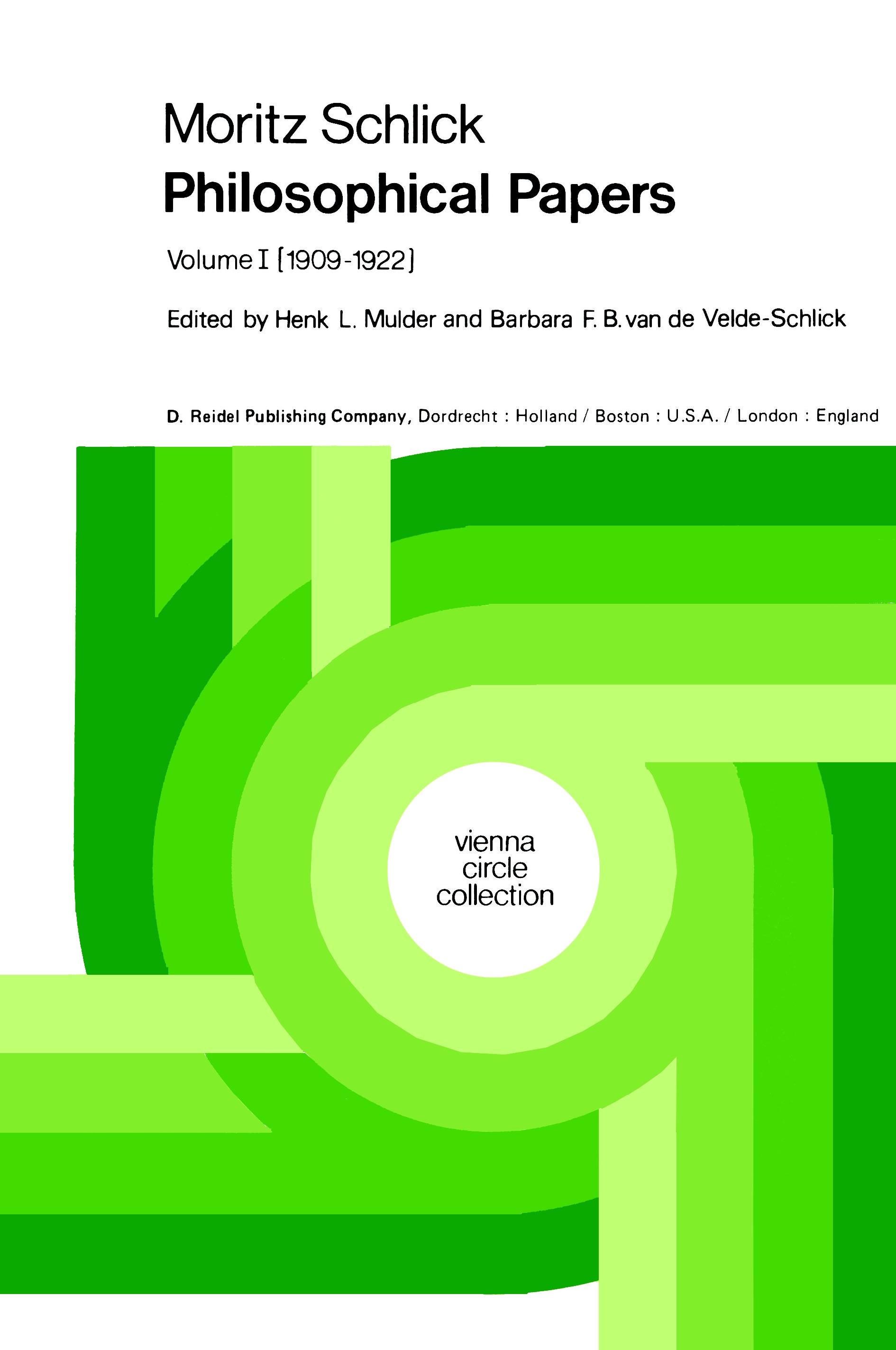Vorderes Coverbild Moritz Schlick Philosophical Papers