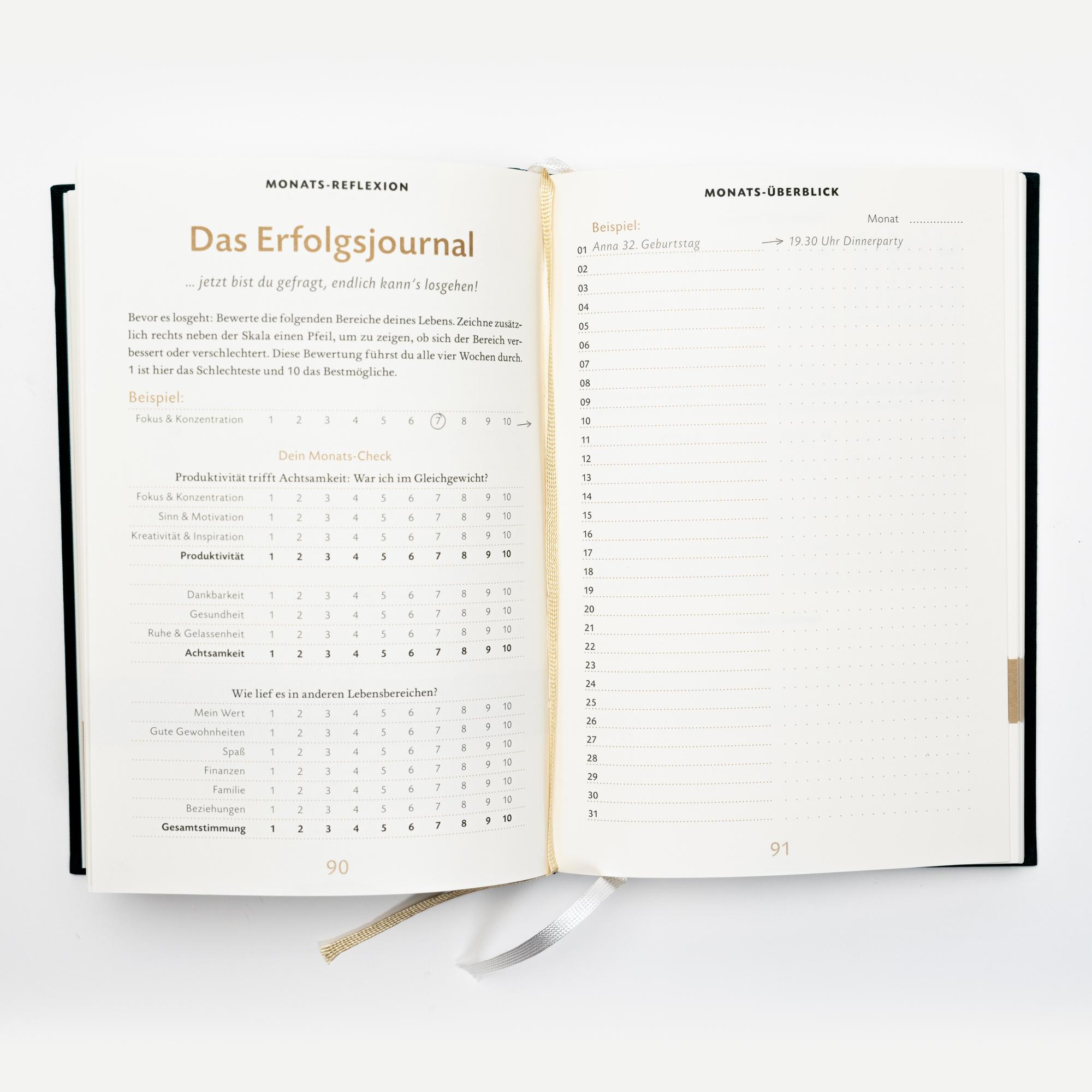 Beispielinhalt (Bild) Das 6-Minuten-Erfolgsjournal (malachit)