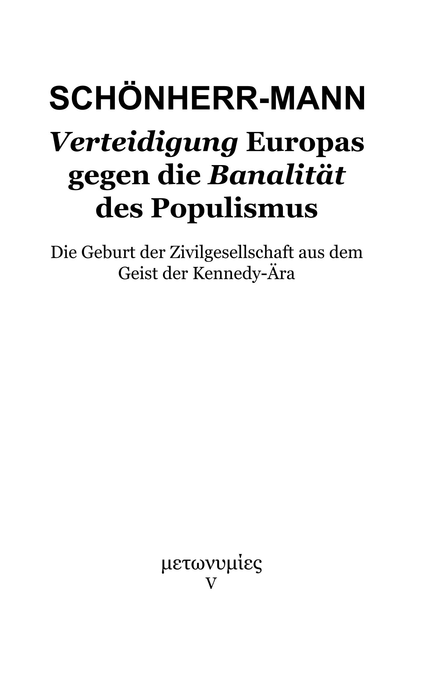 Vorderes Coverbild Verteidigung Europas gegen die Banalität des Populismus
