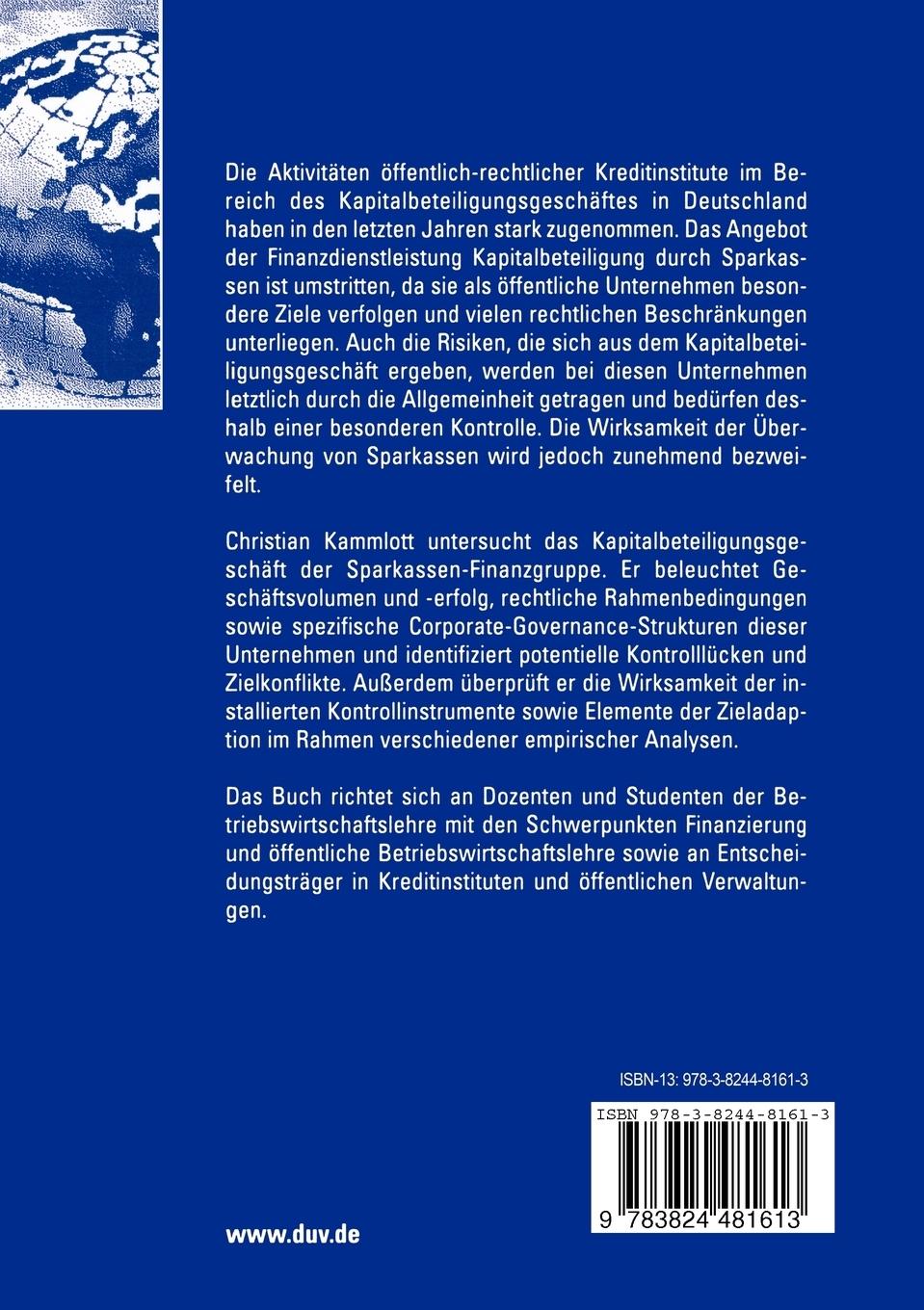 Rückseitencover Das Kapitalbeteiligungsgeschäft der Sparkassen-Finanzgruppe