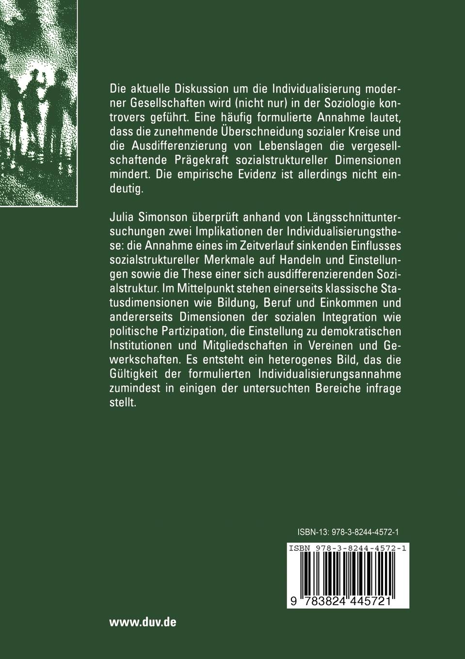 Rückseitencover Individualisierung und soziale Integration