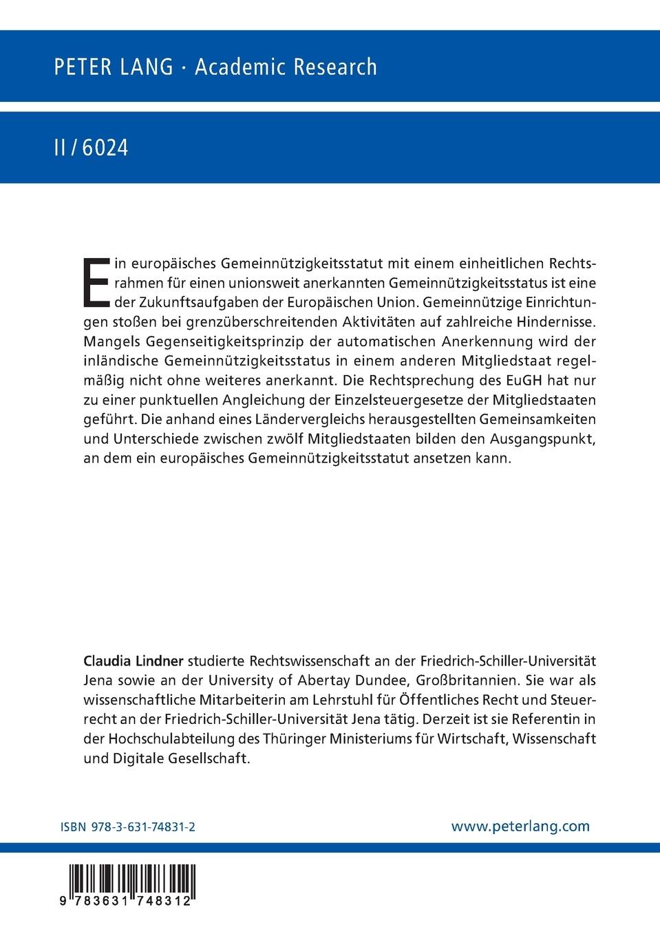 Rückseitencover Grundlagen eines europäischen Gemeinnützigkeitsstatuts