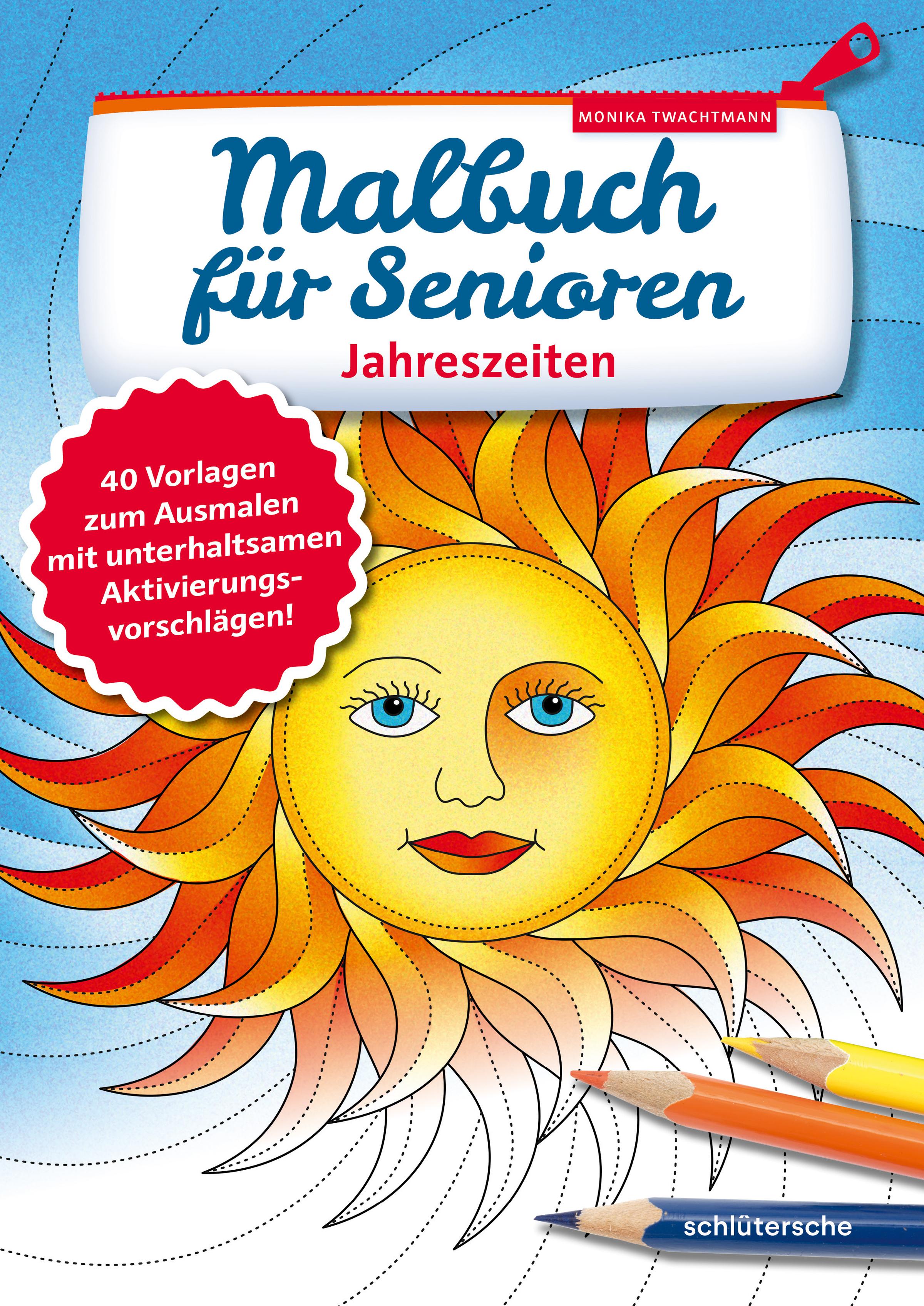 Vorderes Coverbild Malbuch für Senioren. Jahreszeiten