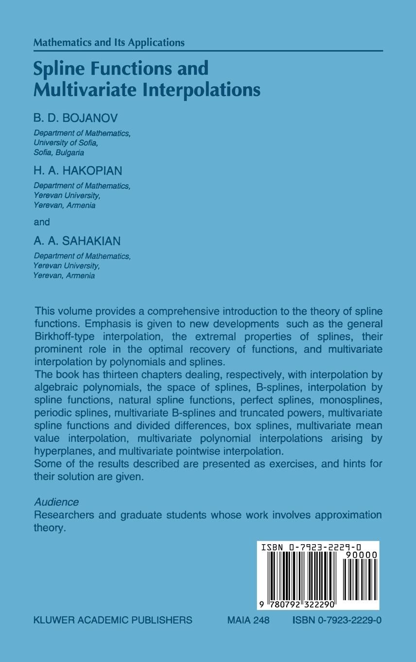 Rückseitencover Spline Functions and Multivariate Interpolations