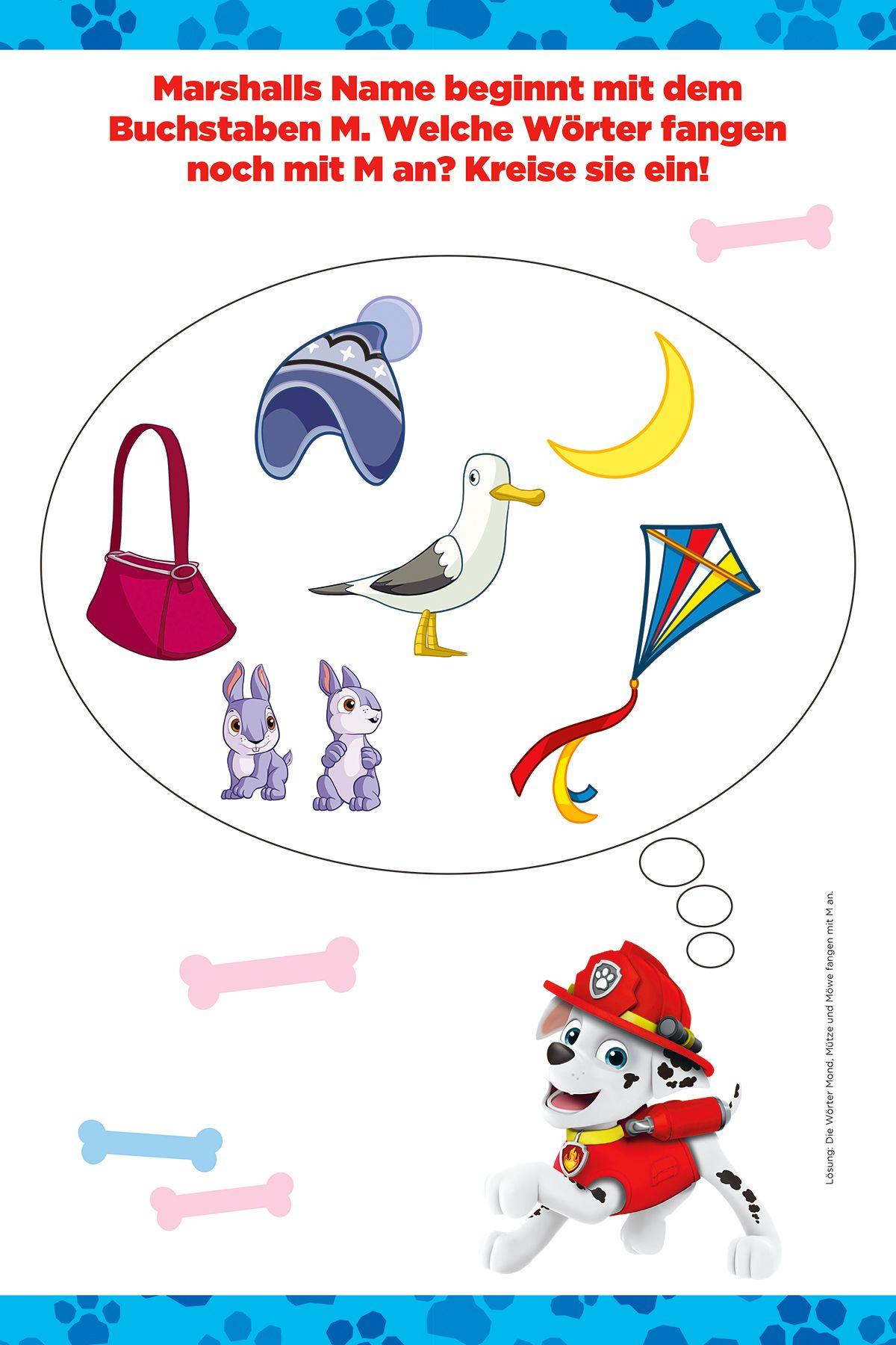 Beispielinhalt (Bild) PAW Patrol: Mein kunterbunter Vorschulblock