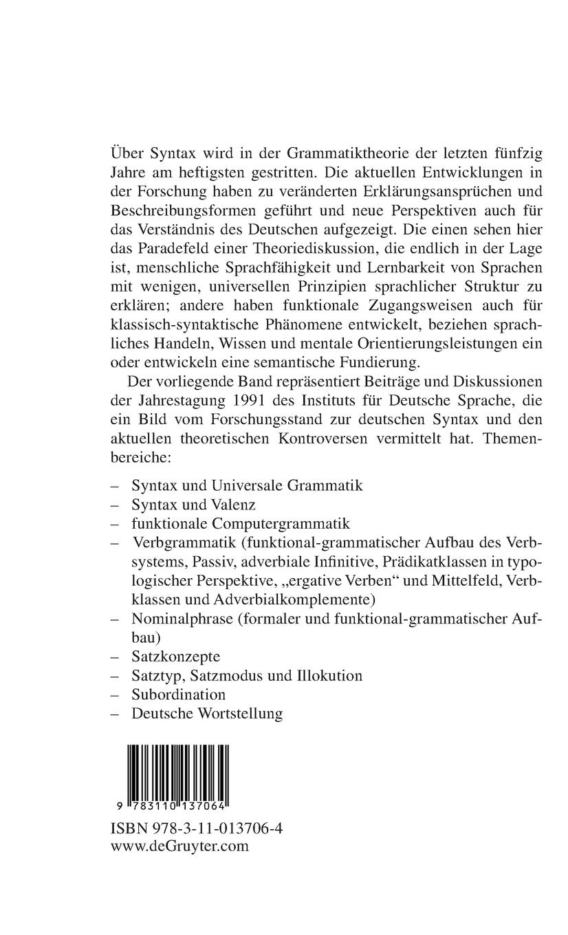 Rückseitencover Deutsche Syntax