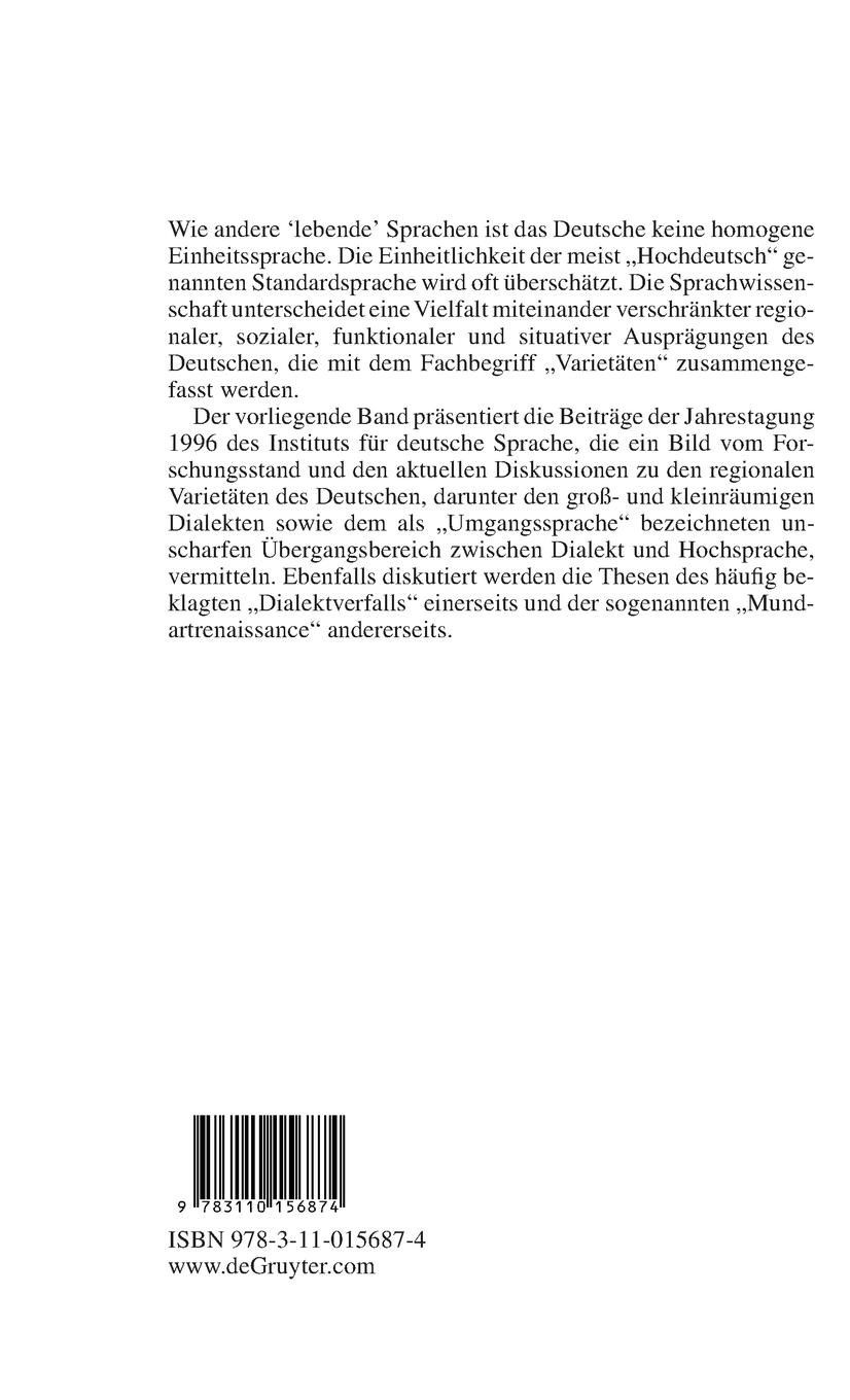 Rückseitencover Varietäten des Deutschen