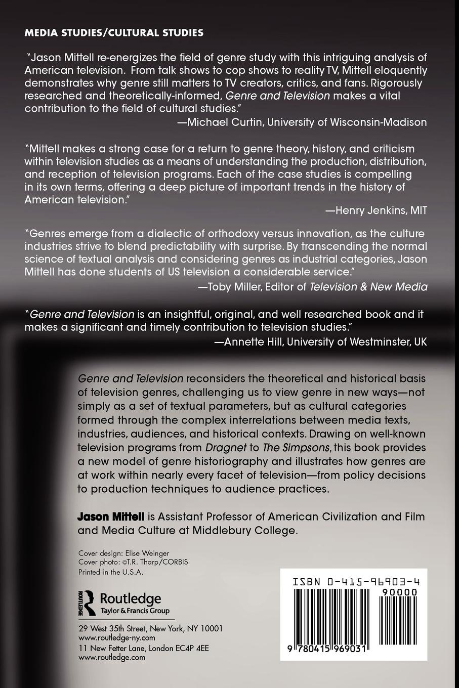 Rückseitencover Genre and Television