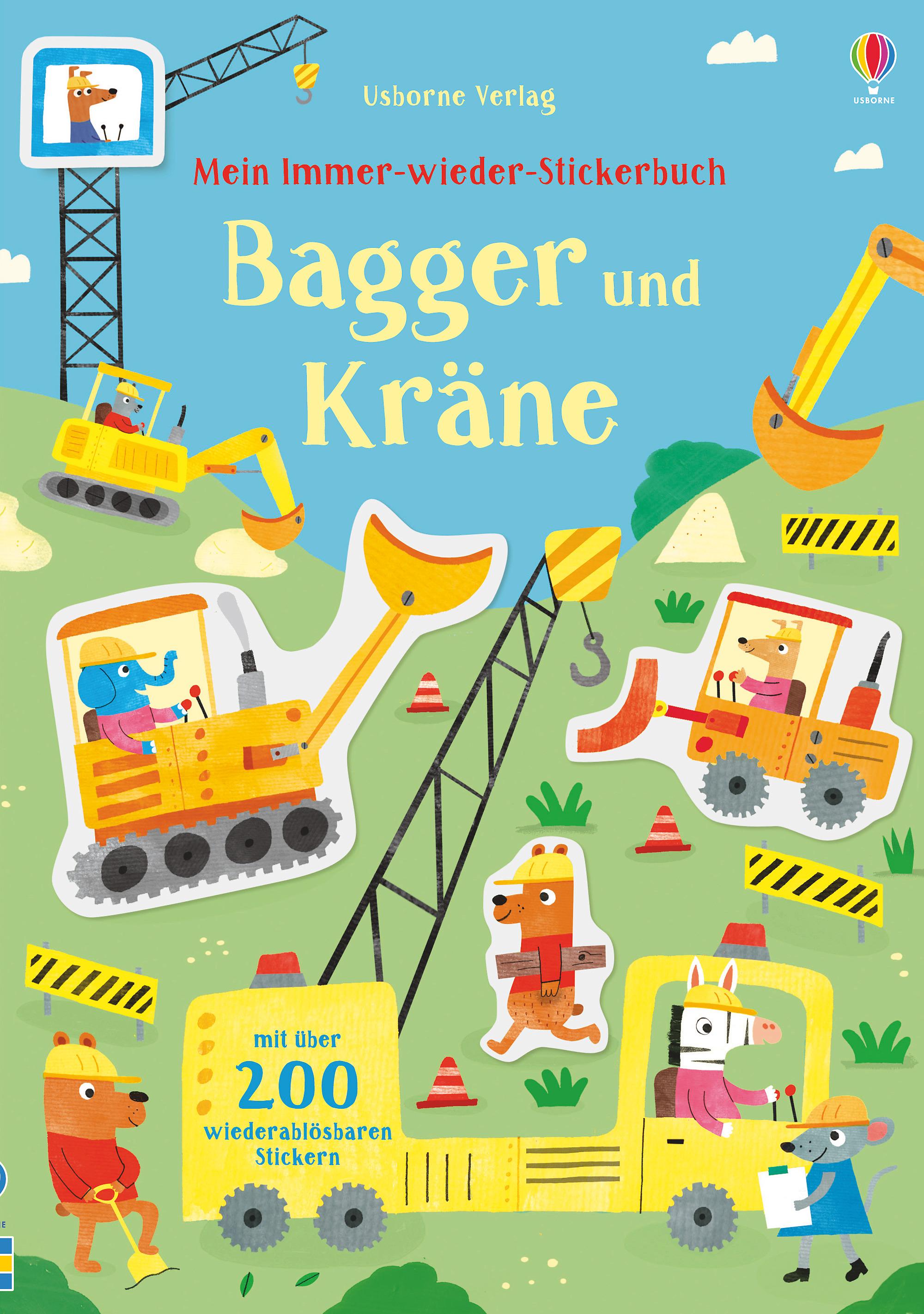 Vorderes Coverbild Mein Immer-wieder-Stickerbuch: Bagger und Kräne