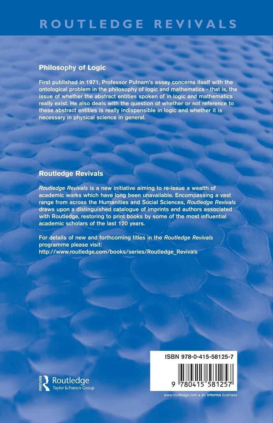Rückseitencover Philosophy of Logic (Routledge Revivals)