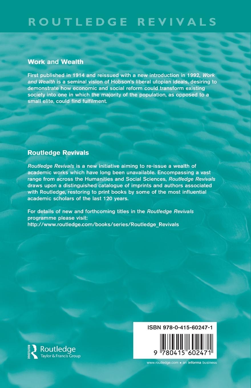 Rückseitencover Work and Wealth (Routledge Revivals)